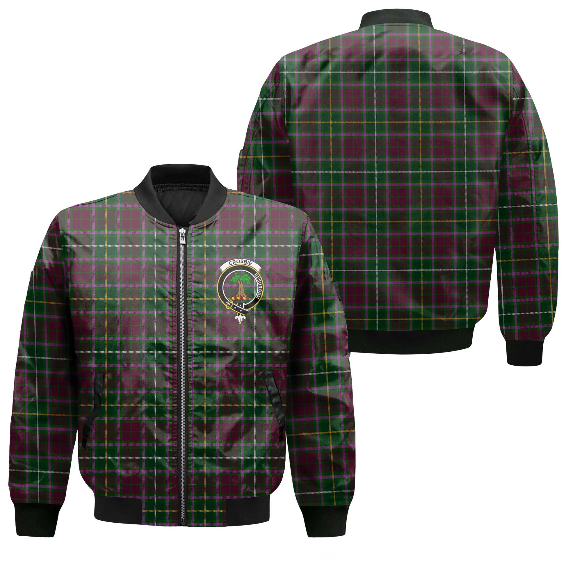 Clan Crosbie Tartan Women Bomber Jacket Crest And Plaid Basic Style