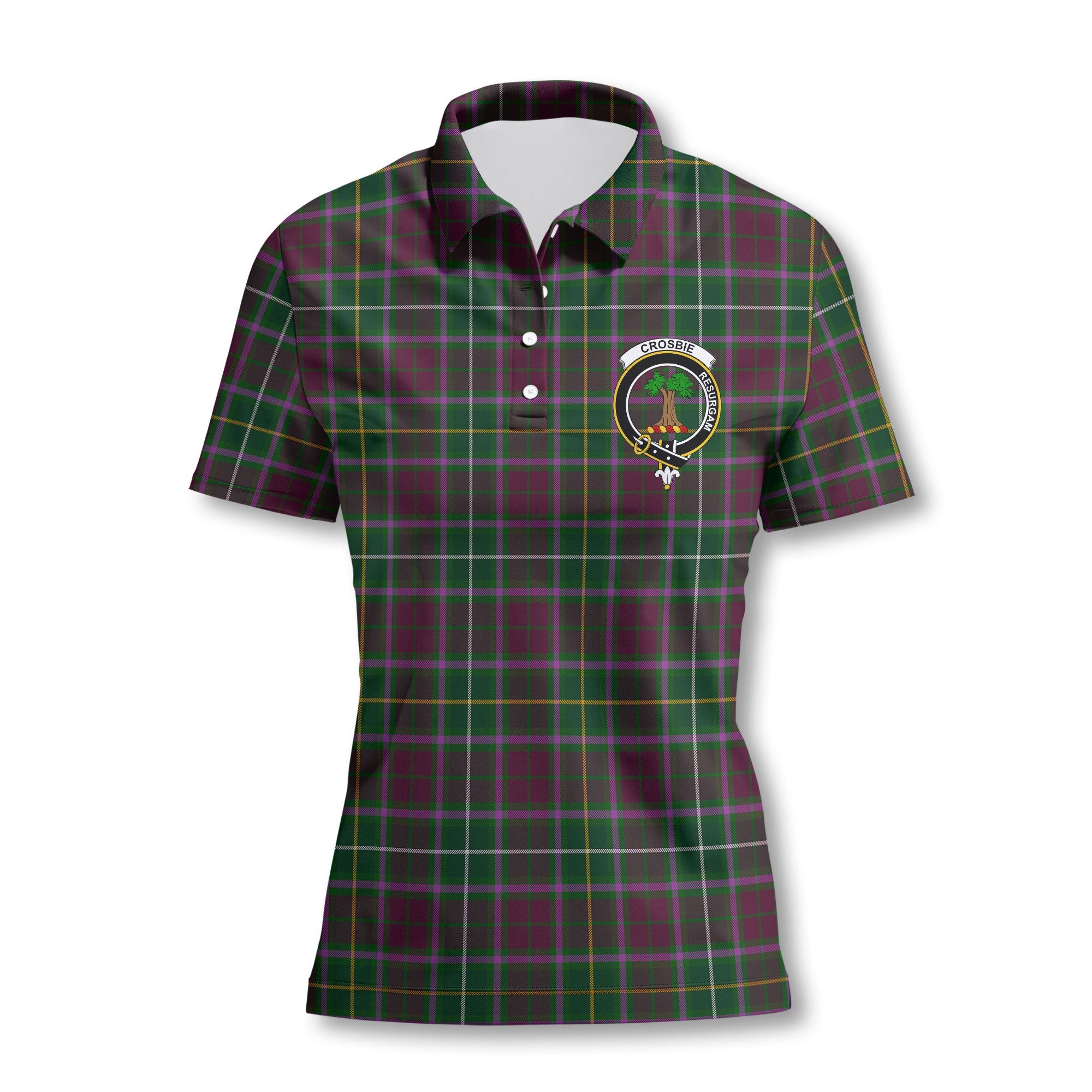Clan Crosbie Tartan Women Polo Shirt Crest And Plaid Basic Style