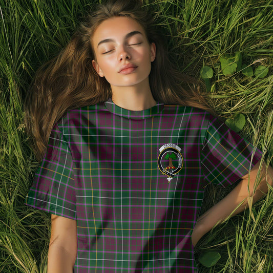 Clan Crosbie Tartan Women T Shirt Crest And Plaid Basic Style