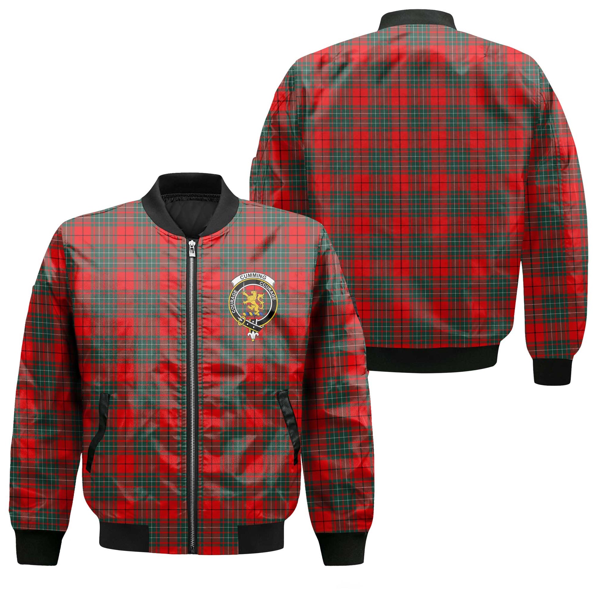 Clan Cumming Tartan Men Bomber Jacket Crest And Plaid Basic Style