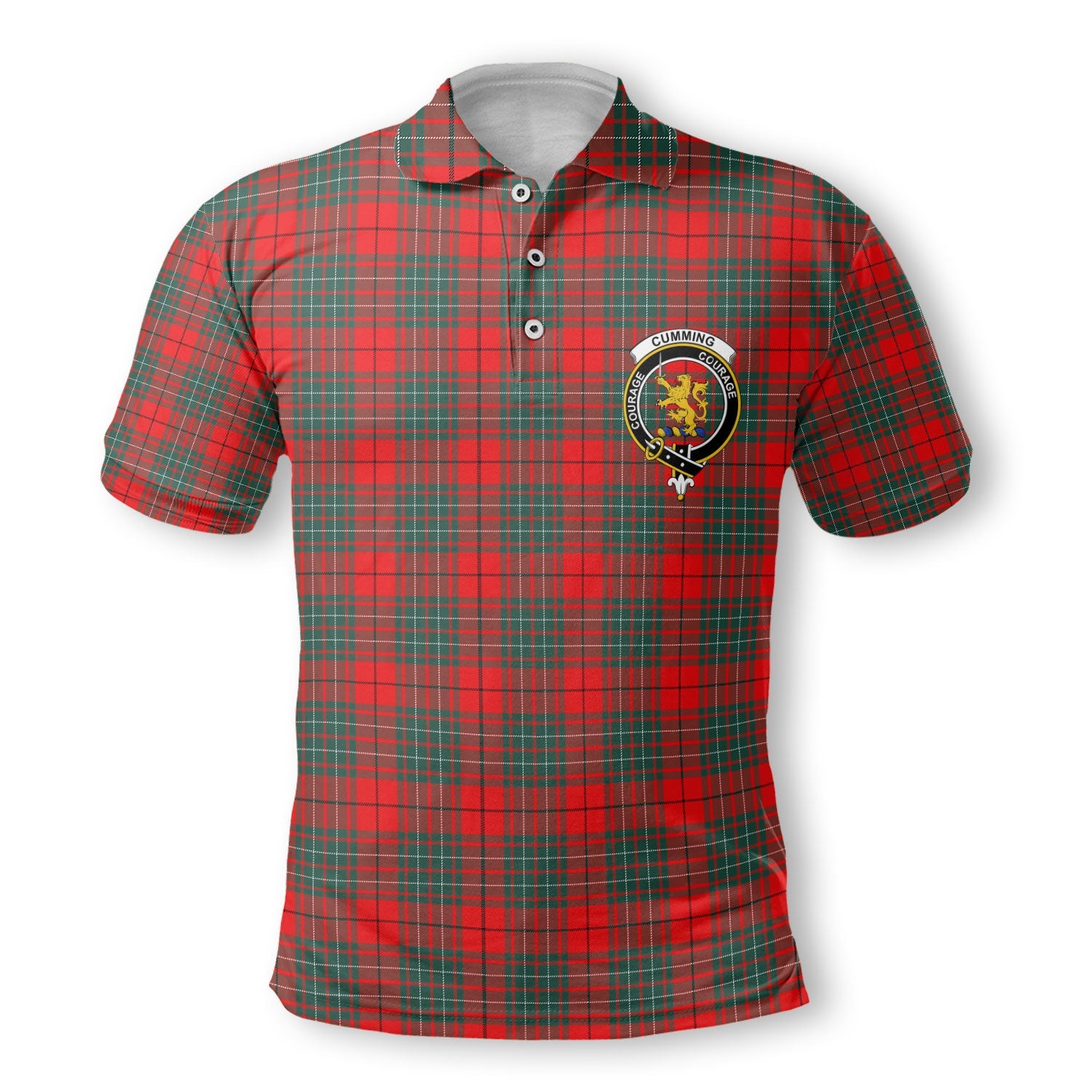 Clan Cumming Tartan Men Polo Shirt Crest And Plaid Basic Style