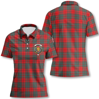 Clan Cumming Tartan Women Polo Shirt Crest And Plaid Basic Style