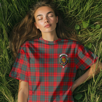 Clan Cumming Tartan Women T Shirt Crest And Plaid Basic Style