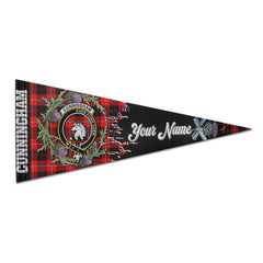 Clan Cunningham Tartan Felt Pennant Crest And Plaid Basic Style