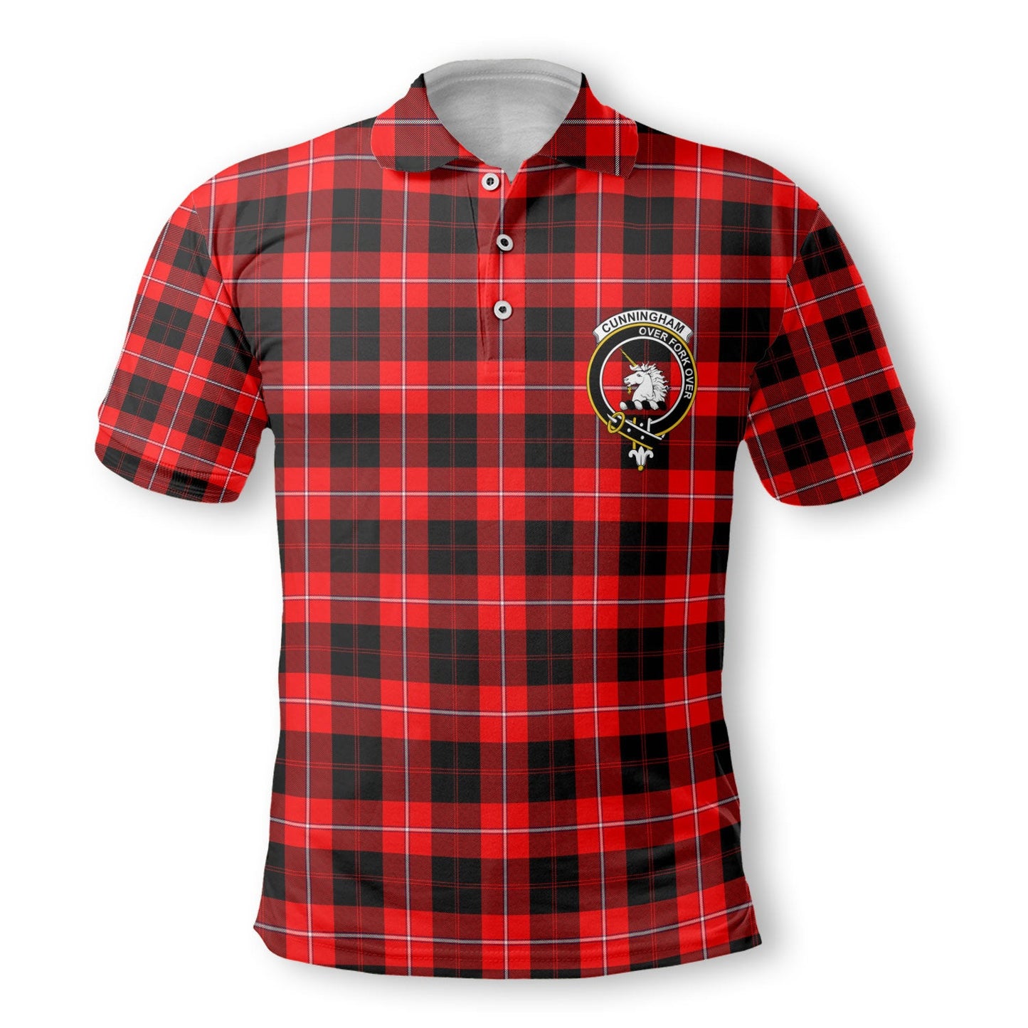 Clan Cunningham Tartan Golf Men Polo Shirt Crest And Plaid Basic Style