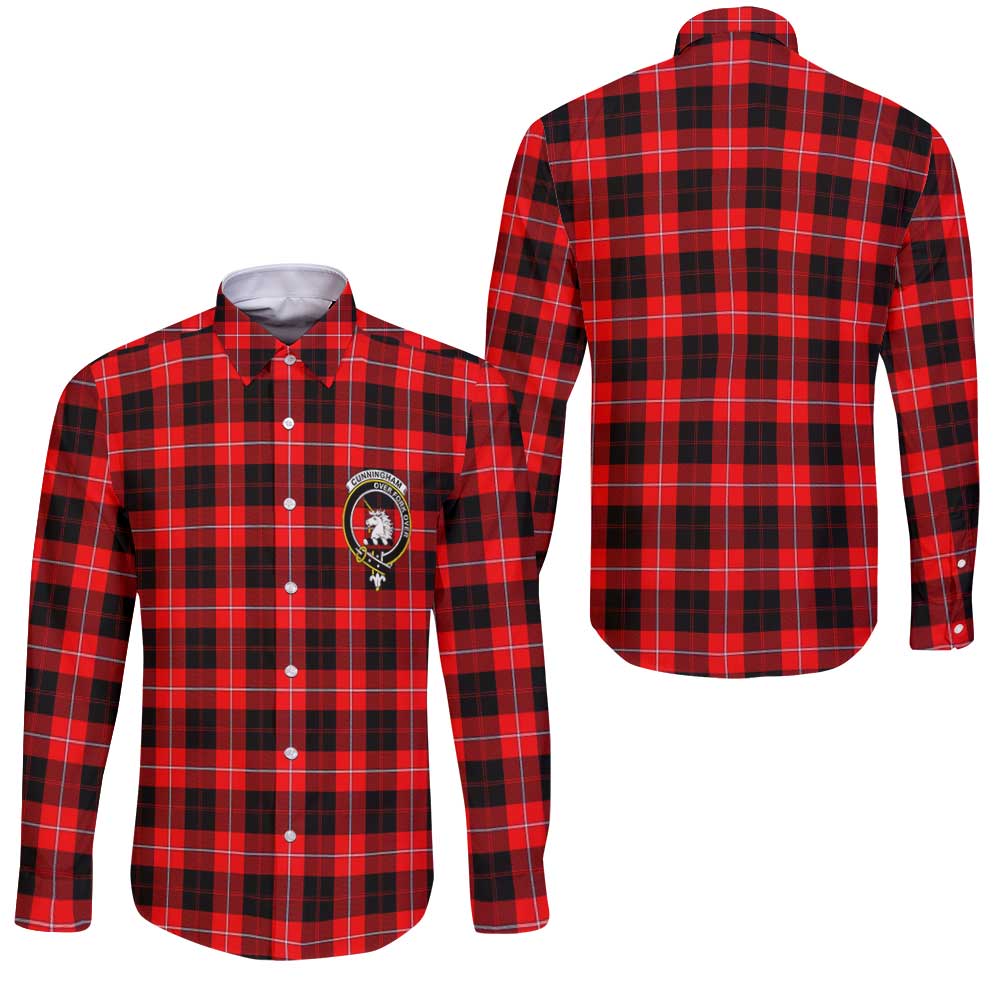 Clan Cunningham Tartan Long Sleeve Button Shirt Crest And Plaid Basic Style
