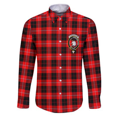 Clan Cunningham Tartan Long Sleeve Button Shirt Crest And Plaid Basic Style