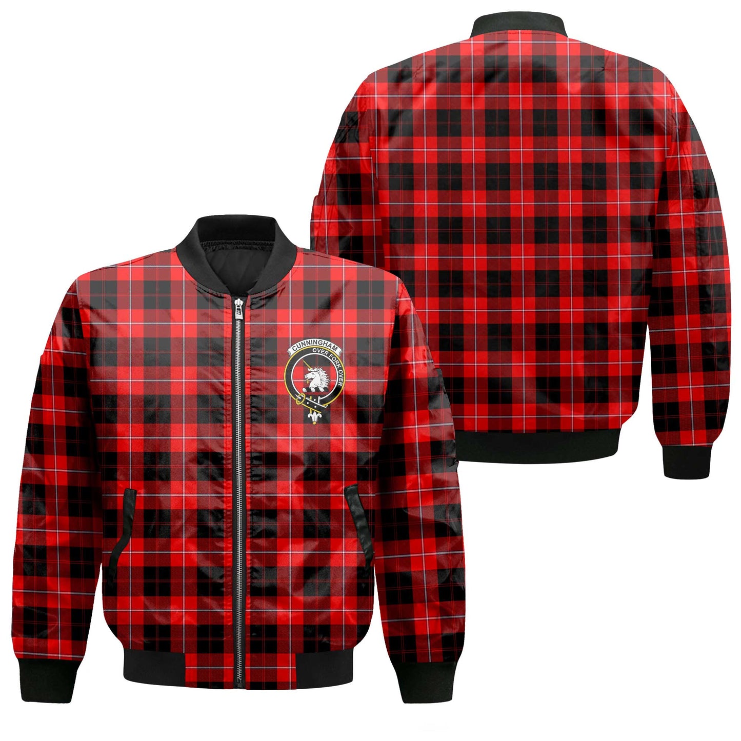 Clan Cunningham Tartan Men Bomber Jacket Crest And Plaid Basic Style