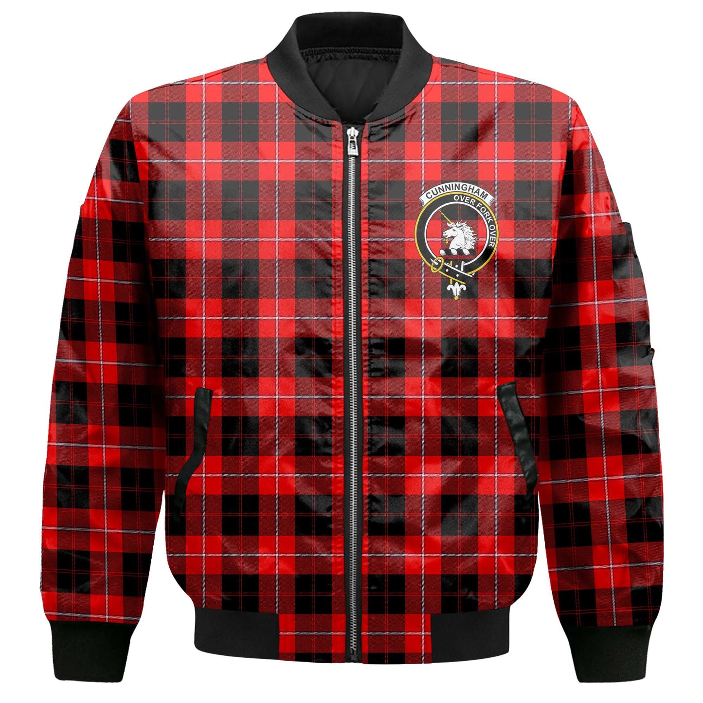 Clan Cunningham Tartan Men Bomber Jacket Crest And Plaid Basic Style