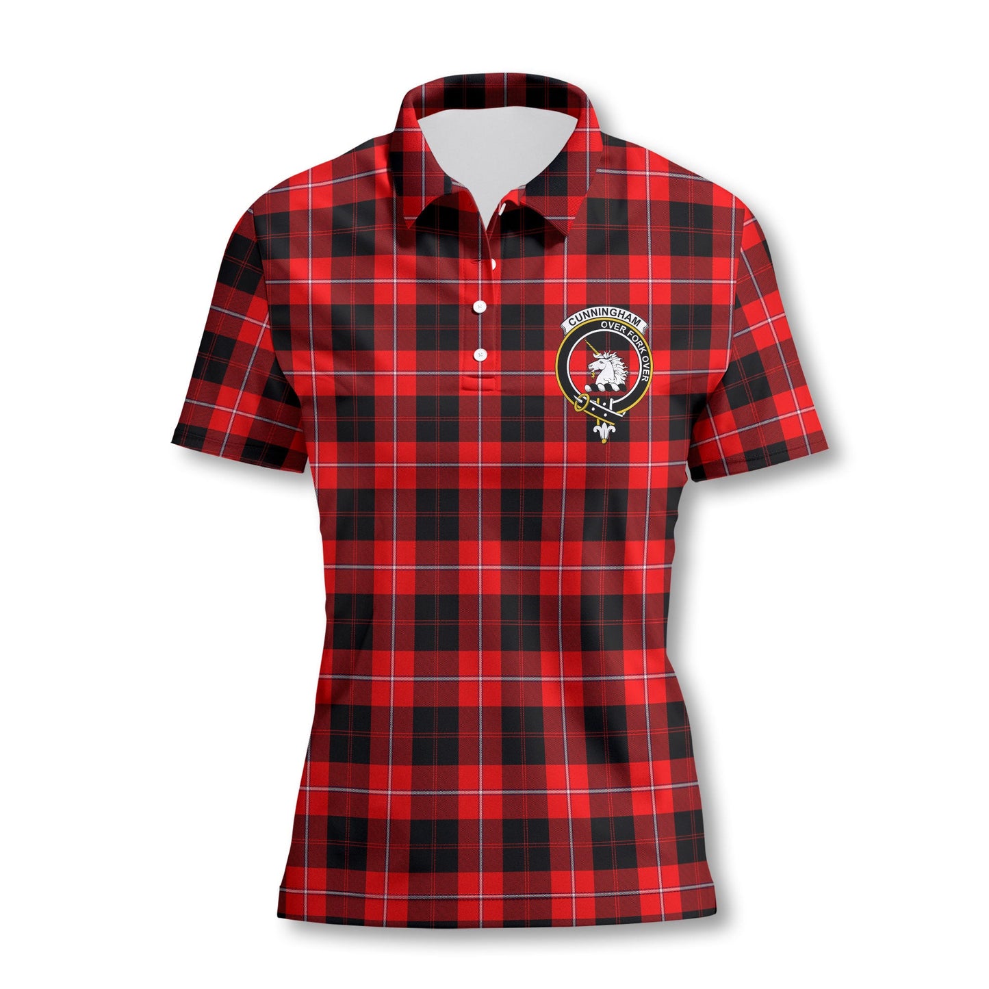 Clan Cunningham Tartan Women Polo Shirt Crest And Plaid Basic Style