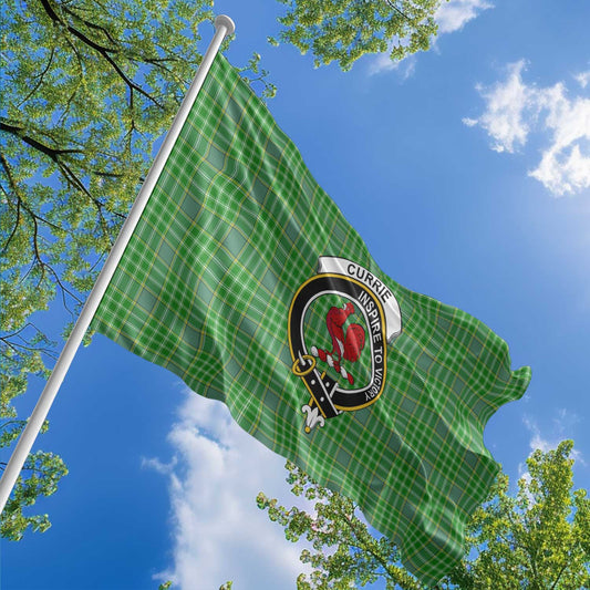 Clan Currie Tartan Flag Crest And Plaid Basic Style