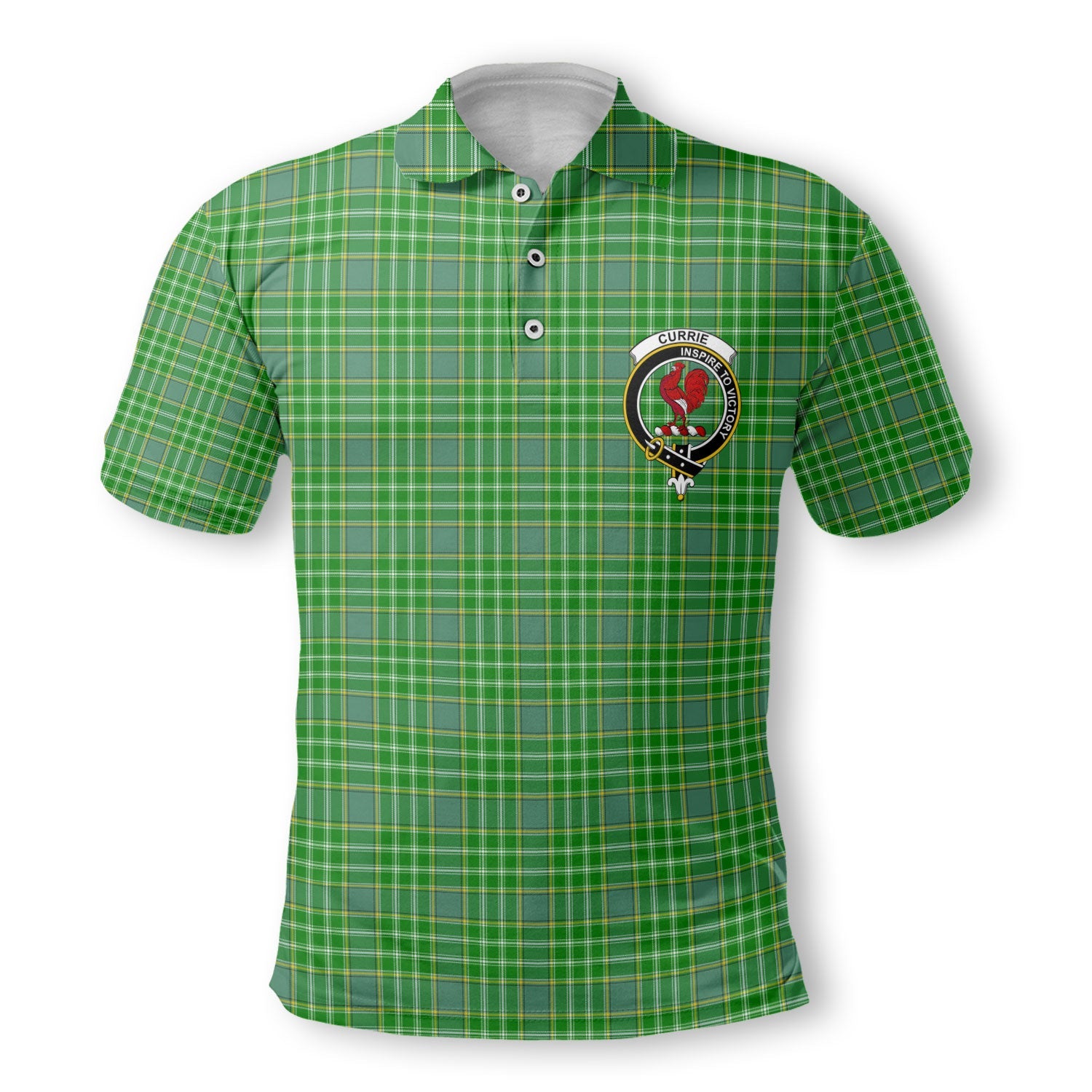 Clan Currie Tartan Golf Men Polo Shirt Crest And Plaid Basic Style