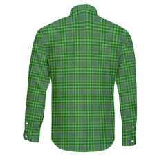 Clan Currie Tartan Long Sleeve Button Shirt Crest And Plaid Basic Style