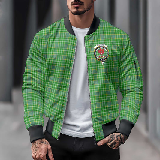 Clan Currie Tartan Men Bomber Jacket Crest And Plaid Basic Style