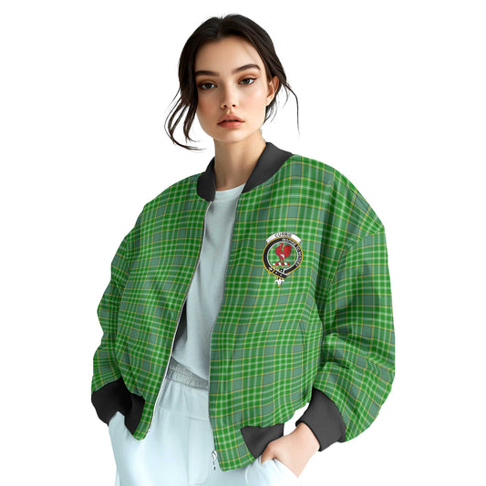 Clan Currie Tartan Women Bomber Jacket Crest And Plaid Basic Style