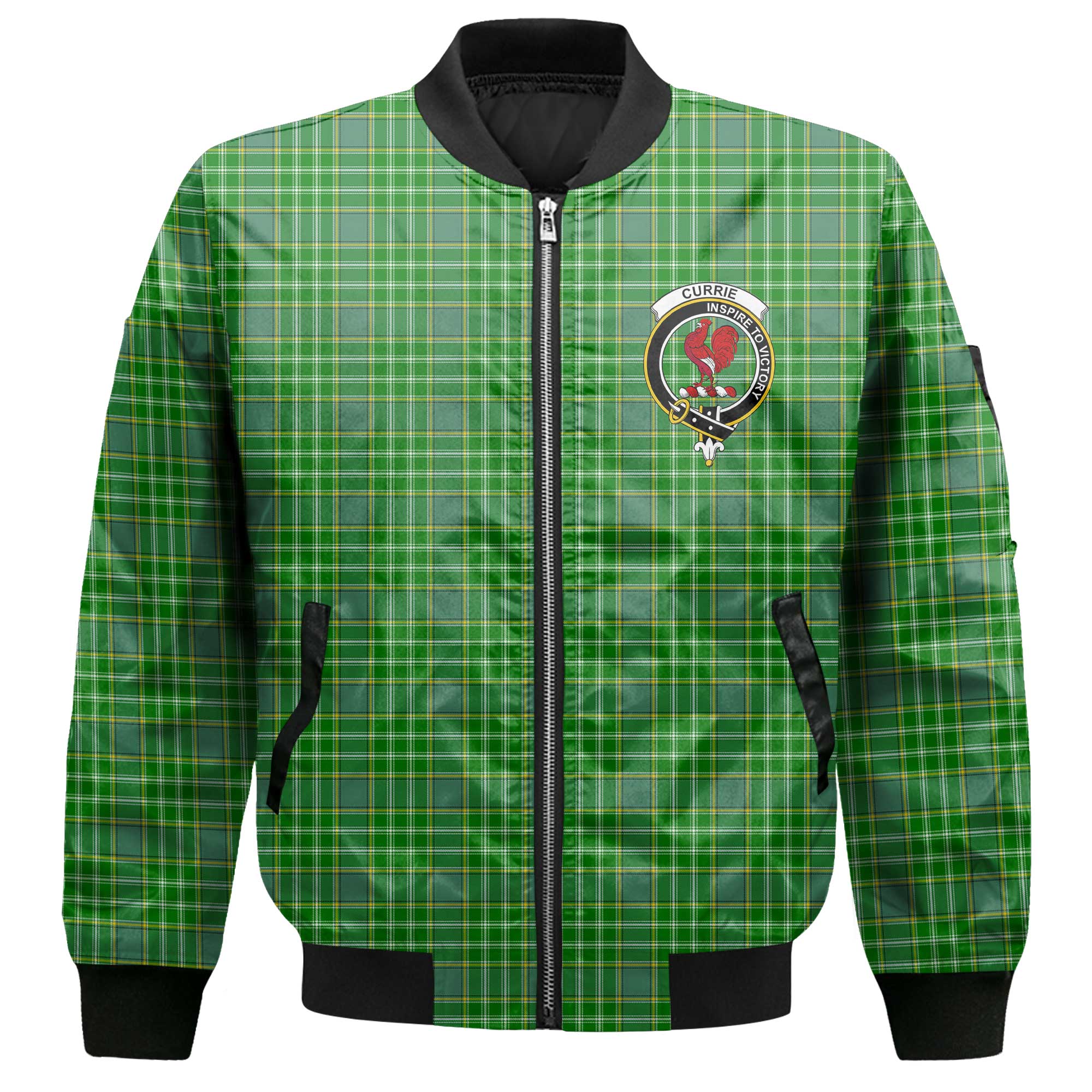 Clan Currie Tartan Women Bomber Jacket Crest And Plaid Basic Style