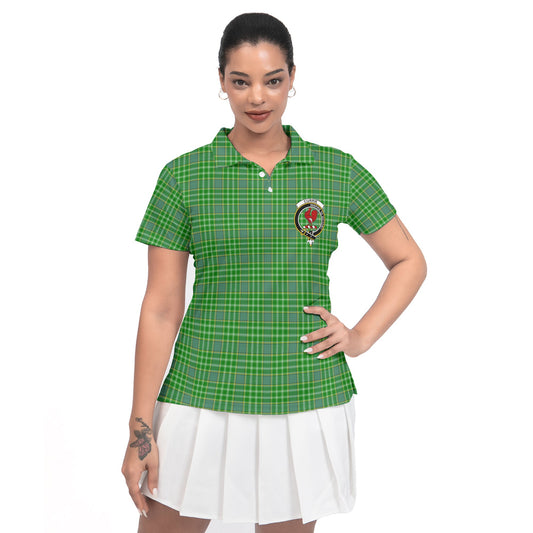 Clan Currie Tartan Women Polo Shirt Crest And Plaid Basic Style