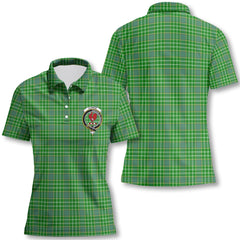 Clan Currie Tartan Women Polo Shirt Crest And Plaid Basic Style