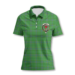 Clan Currie Tartan Women Polo Shirt Crest And Plaid Basic Style