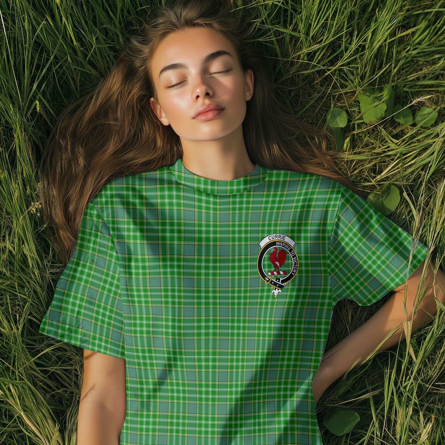 Clan Currie Tartan Women T Shirt Crest And Plaid Basic Style