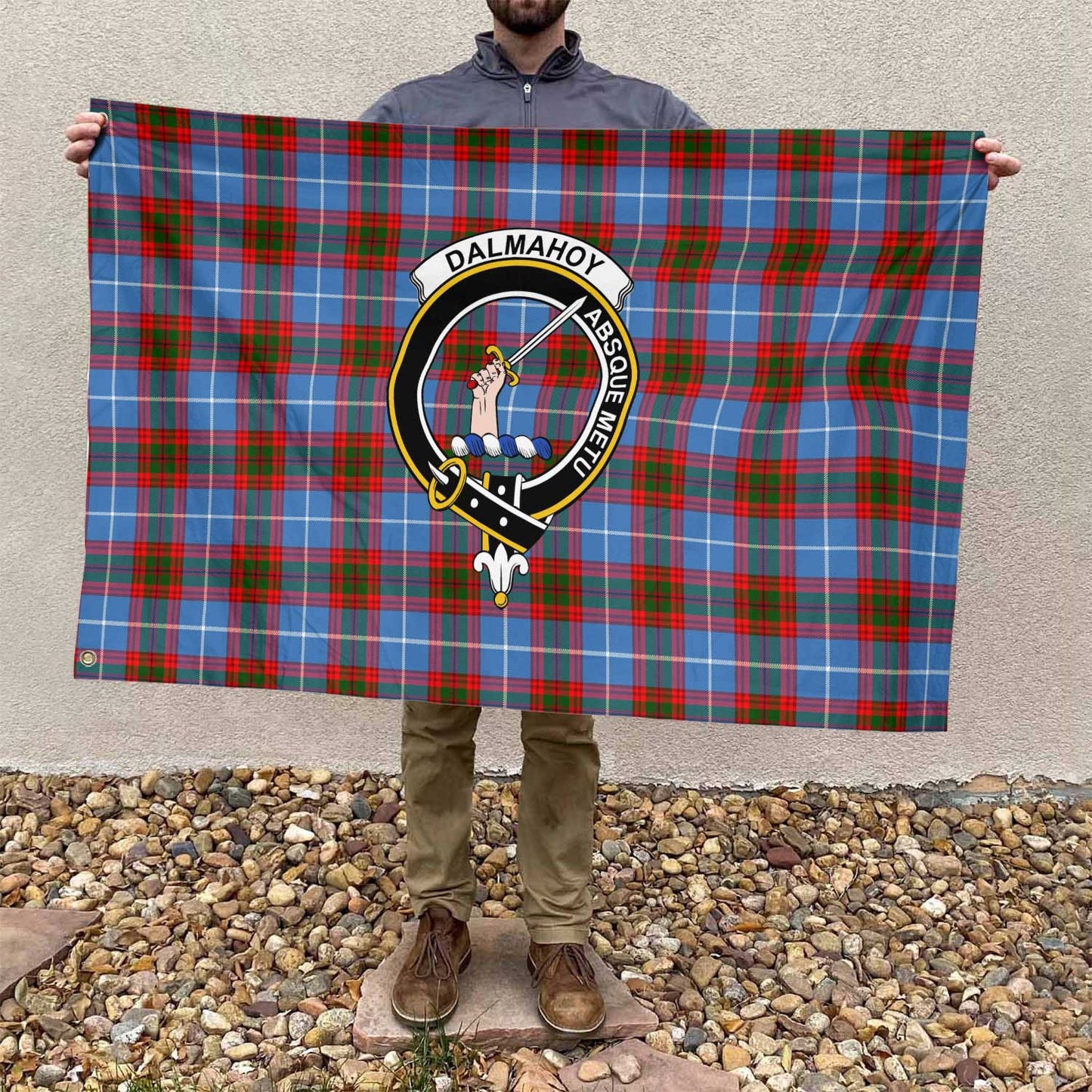 Clan Dalmahoy Tartan Flag Crest And Plaid Basic Style