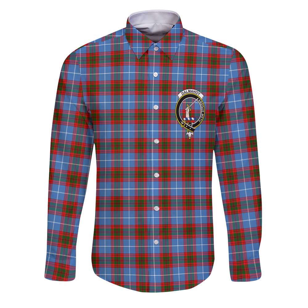 Clan Dalmahoy Tartan Long Sleeve Button Shirt Crest And Plaid Basic Style