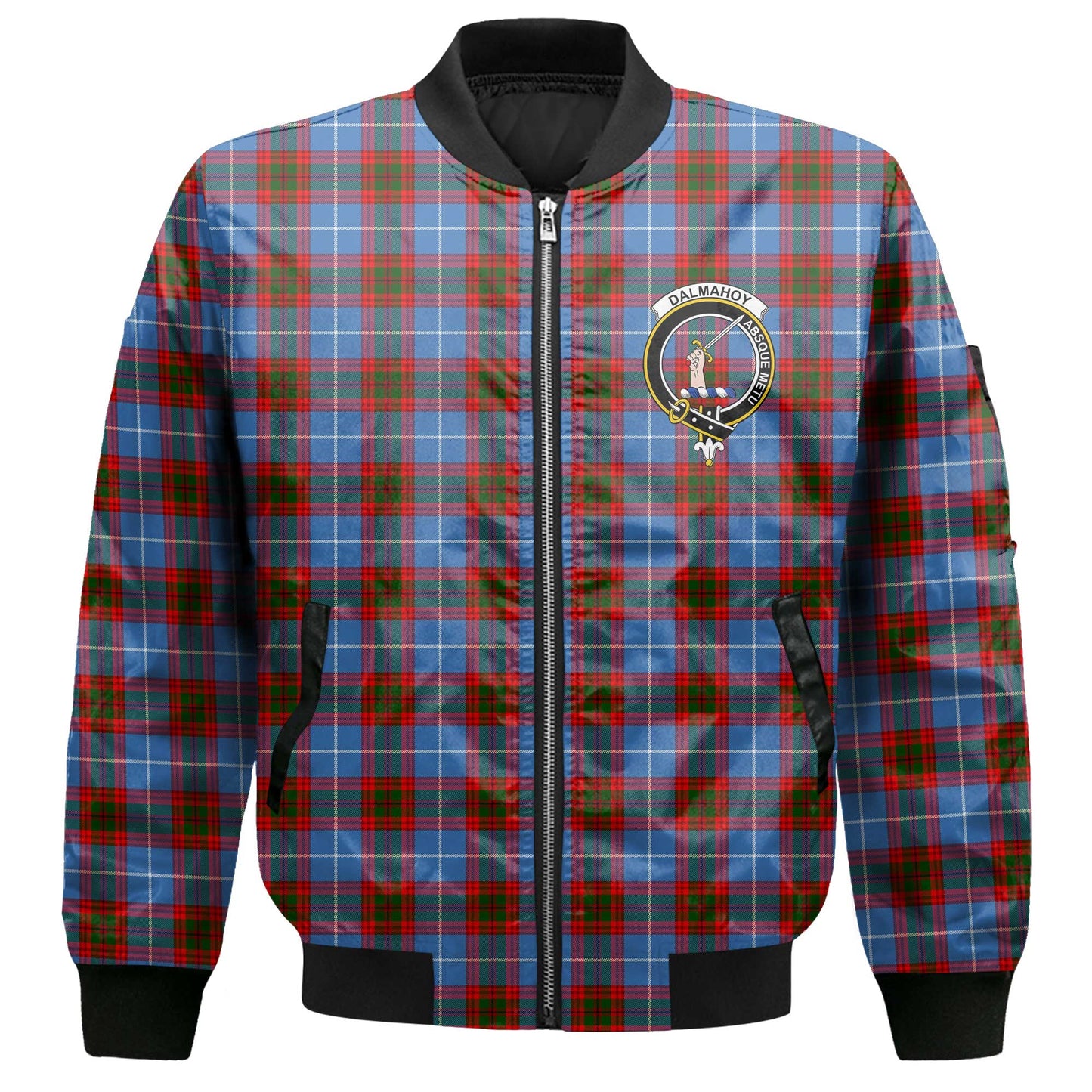 Clan Dalmahoy Tartan Men Bomber Jacket Crest And Plaid Basic Style