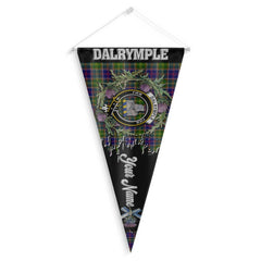 Clan Dalrymple Tartan Felt Pennant Crest And Plaid Basic Style