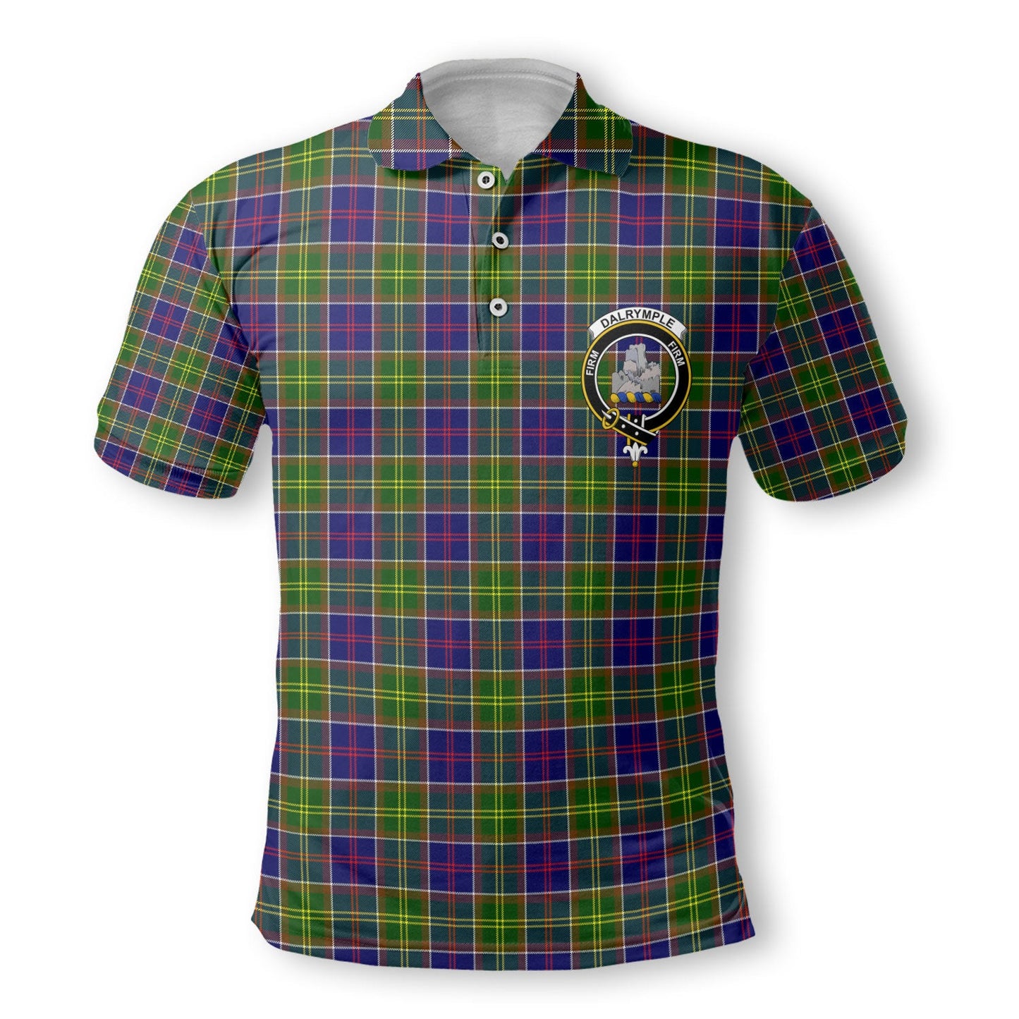 Clan Dalrymple Tartan Golf Men Polo Shirt Crest And Plaid Basic Style