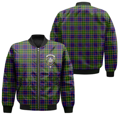 Clan Dalrymple Tartan Men Bomber Jacket Crest And Plaid Basic Style