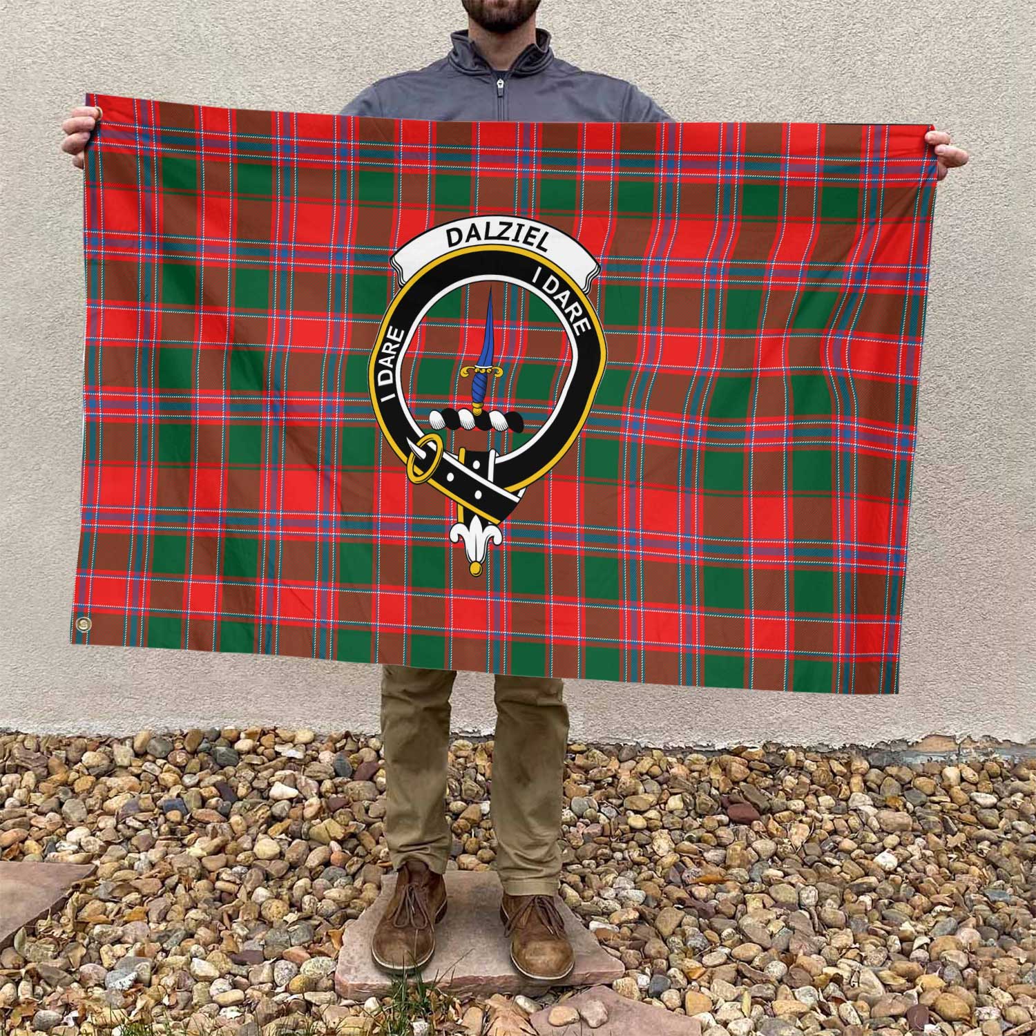 Clan Dalziel Tartan Flag Crest And Plaid Basic Style