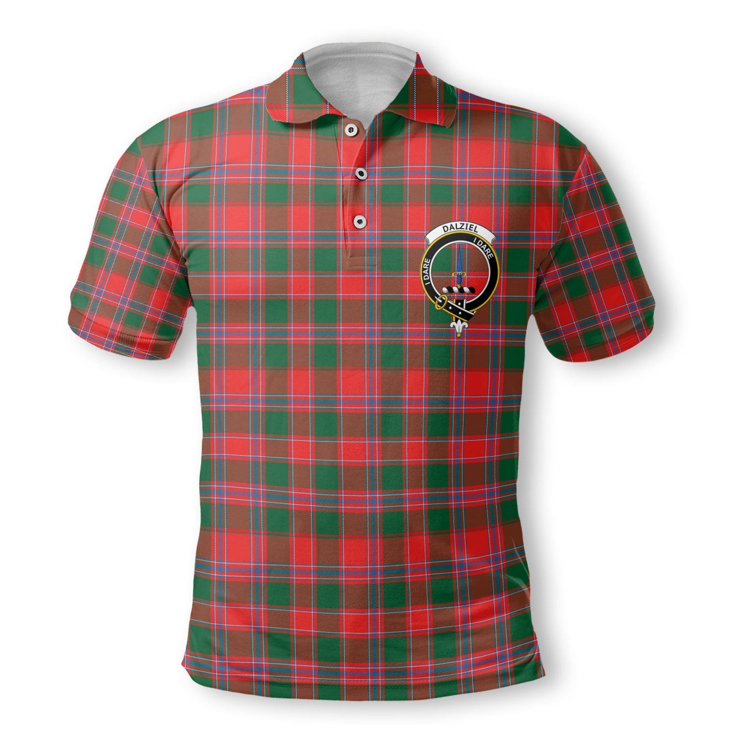 Clan Dalziel Tartan Golf Men Polo Shirt Crest And Plaid Basic Style