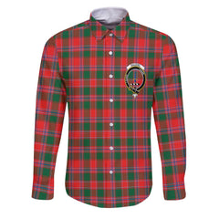 Clan Dalziel Tartan Long Sleeve Button Shirt Crest And Plaid Basic Style