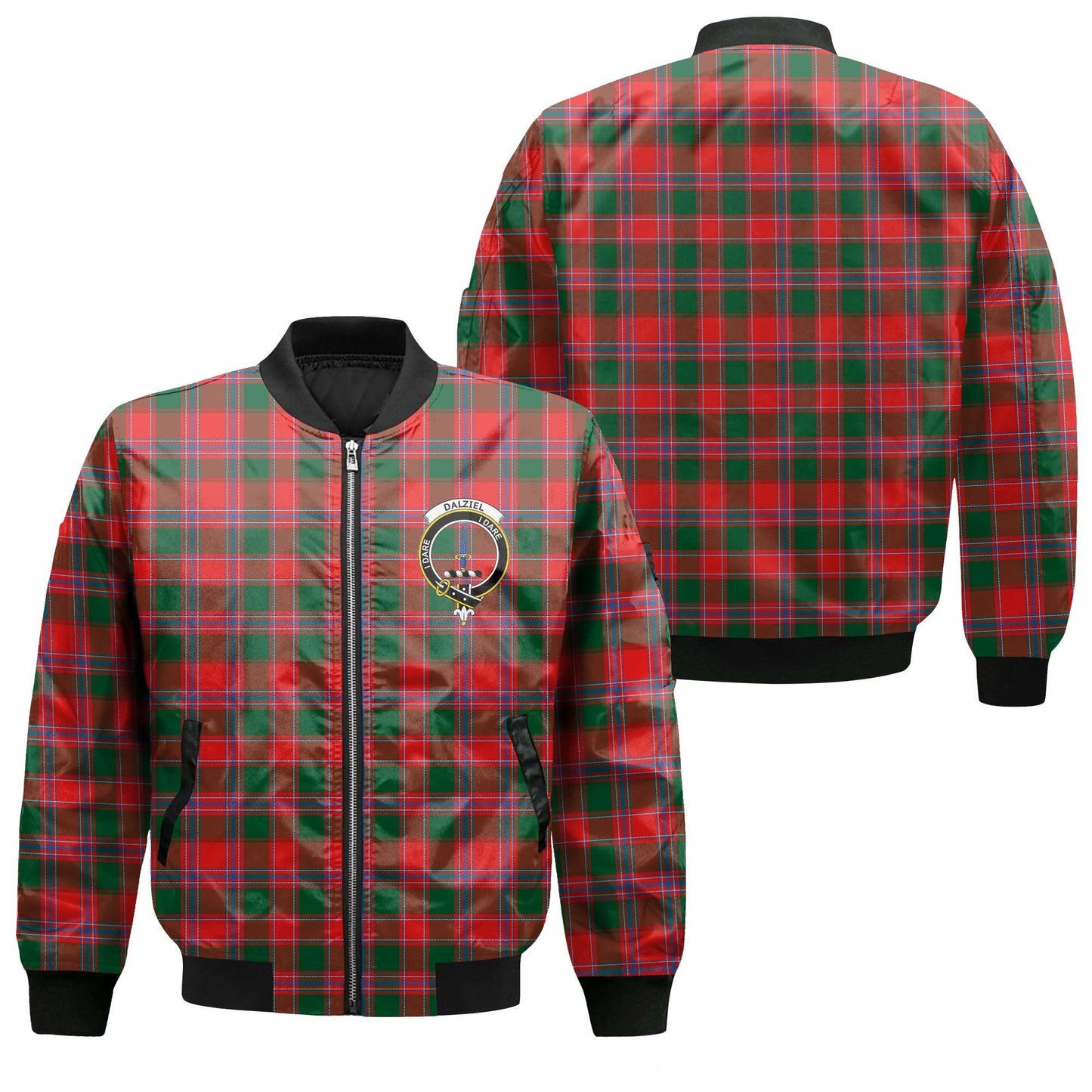 Clan Dalziel Tartan Men Bomber Jacket Crest And Plaid Basic Style