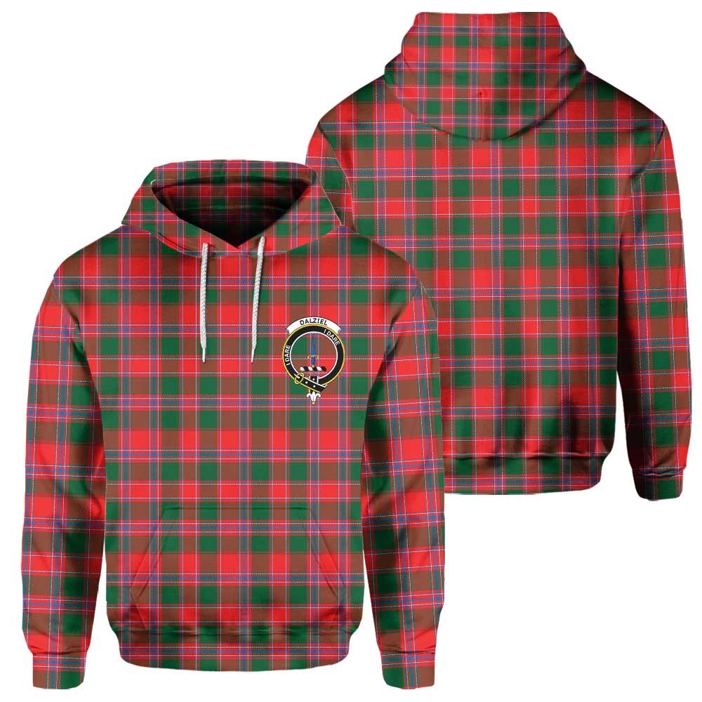 Clan Dalziel Tartan Men Hoodie Crest And Plaid Basic Style