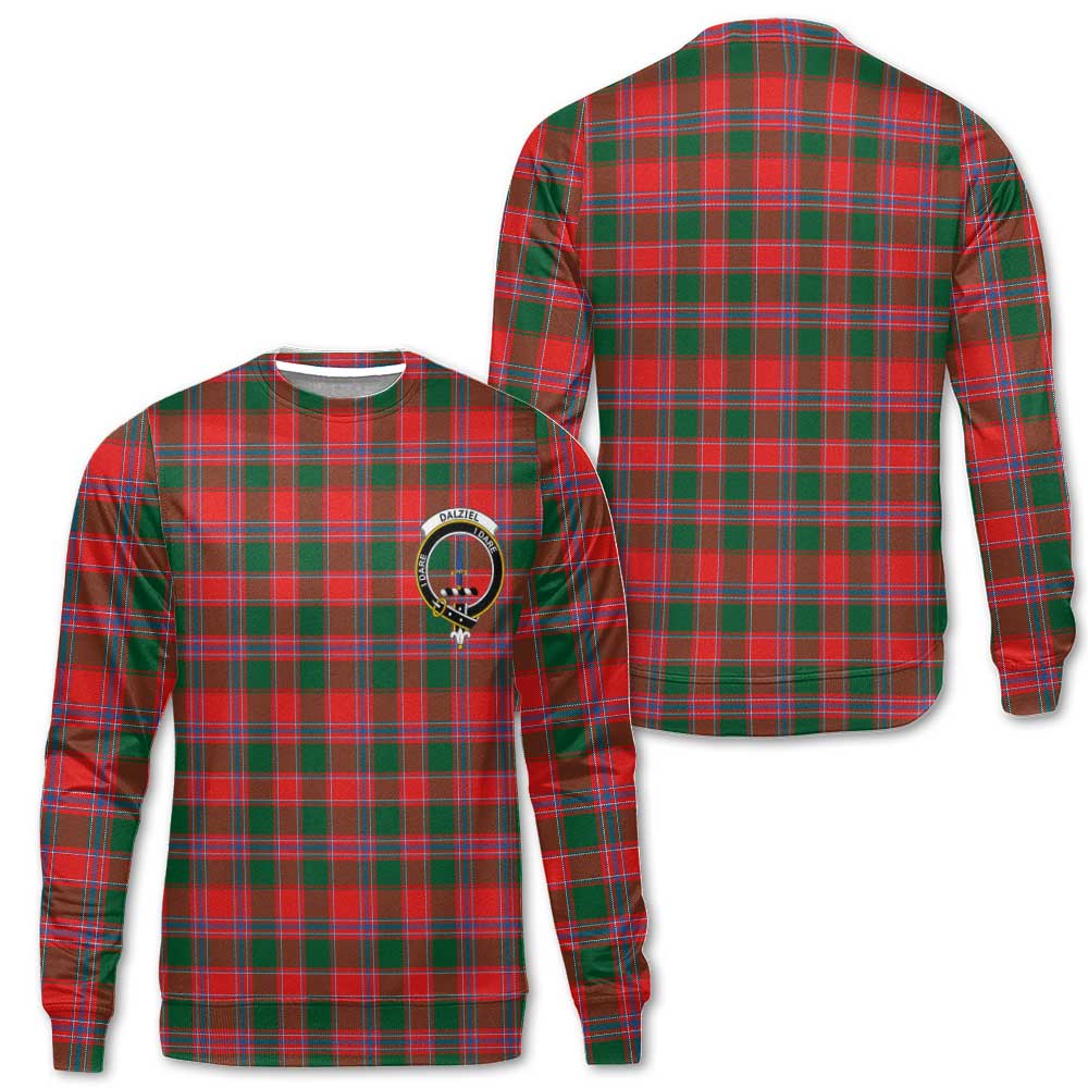 Clan Dalziel Tartan Men Sweatshirt Crest And Plaid Basic Style