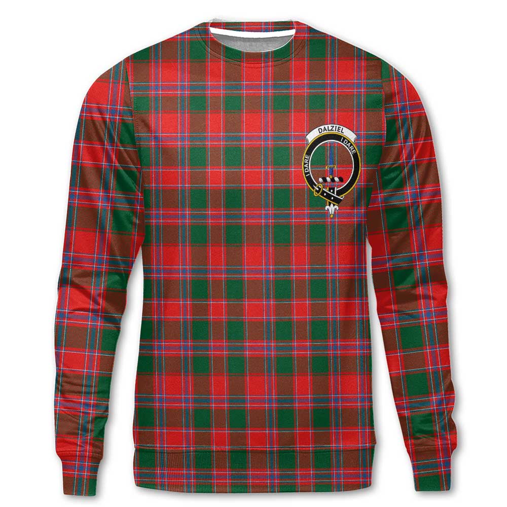 Clan Dalziel Tartan Men Sweatshirt Crest And Plaid Basic Style