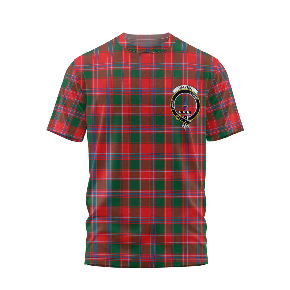 Clan Dalziel Tartan Men T Shirt Crest And Plaid Basic Style