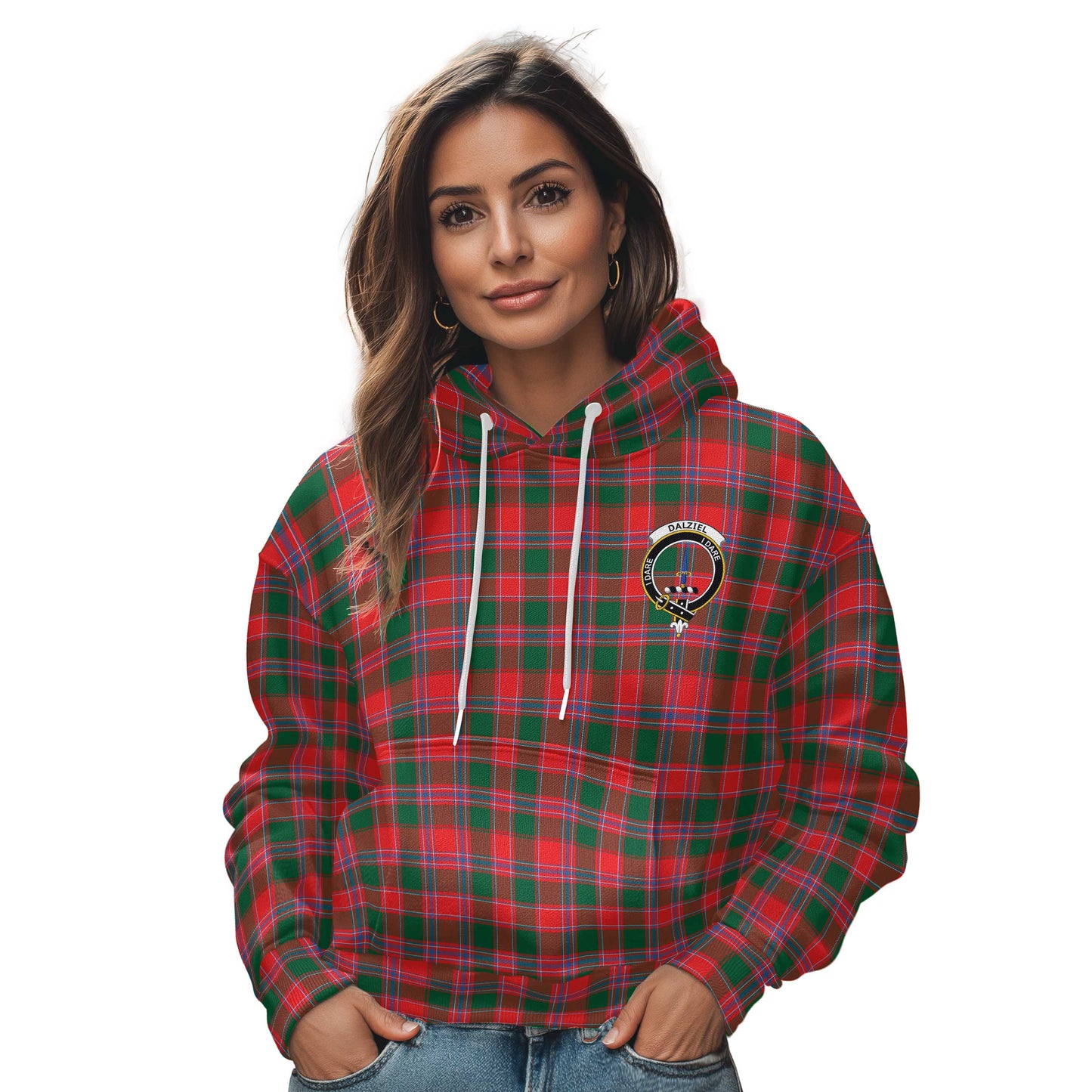 Clan Dalziel Tartan Women Hoodie Crest And Plaid Basic Style