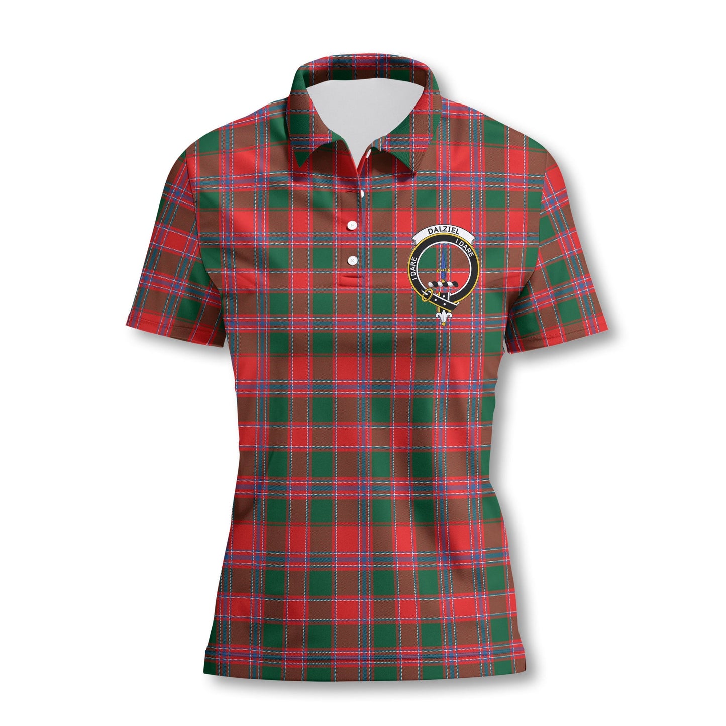 Clan Dalziel Tartan Women Polo Shirt Crest And Plaid Basic Style