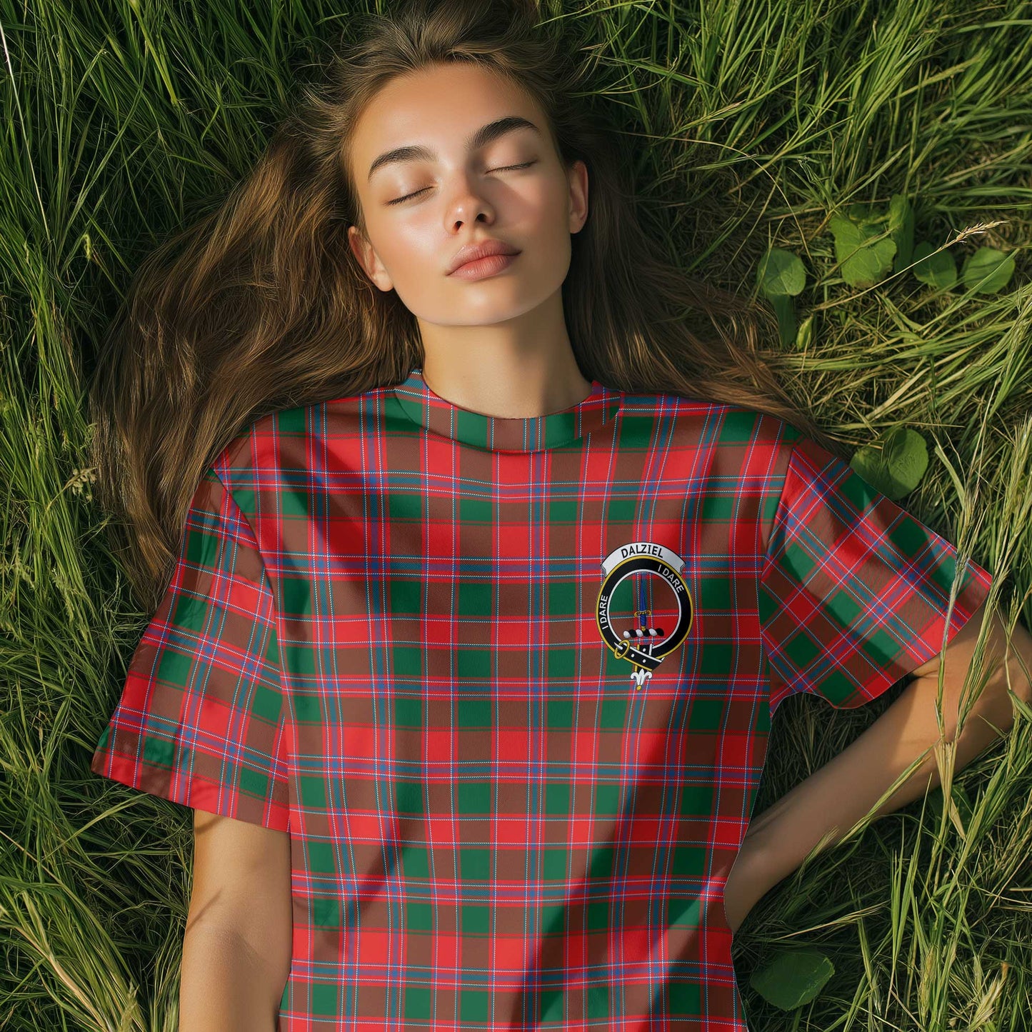 Clan Dalziel Tartan Women T Shirt Crest And Plaid Basic Style