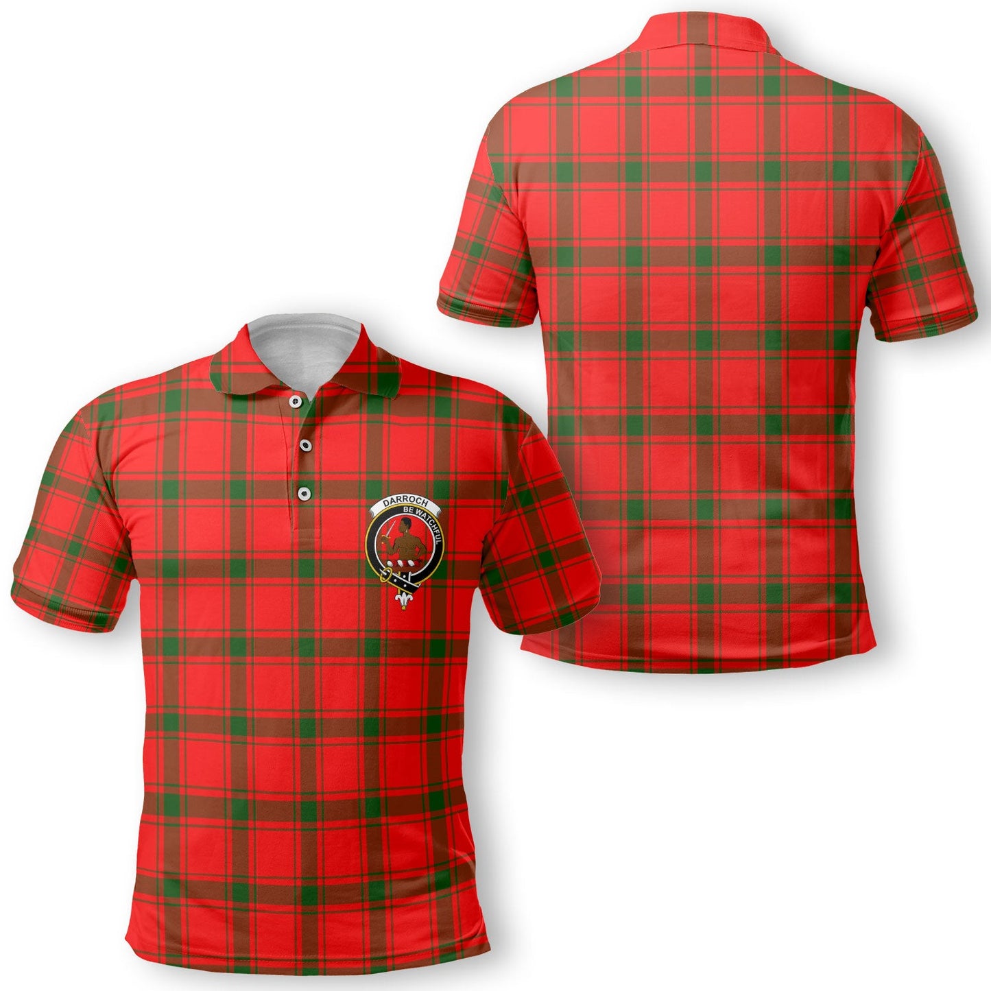 Clan Darroch Tartan Golf Men Polo Shirt Crest And Plaid Basic Style