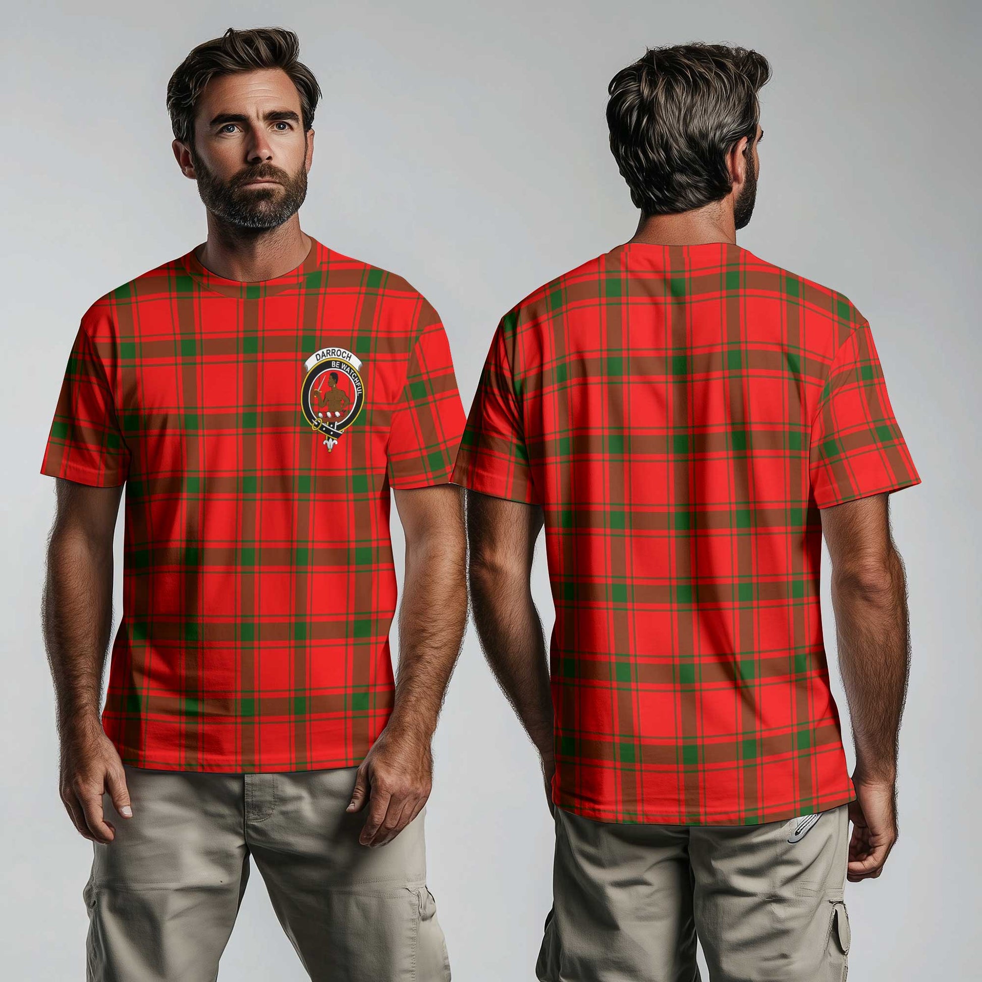 Clan Darroch Tartan Men T Shirt Crest And Plaid Basic Style