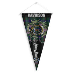 Clan Davidson Tartan Felt Pennant Crest And Plaid Basic Style
