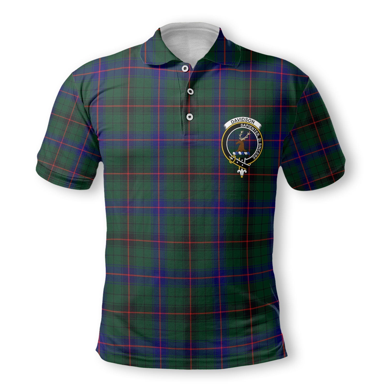 Clan Davidson Tartan Golf Men Polo Shirt Crest And Plaid Basic Style