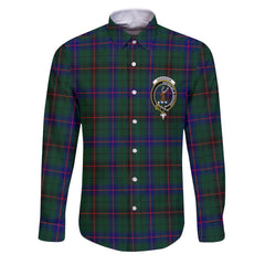 Clan Davidson Tartan Long Sleeve Button Shirt Crest And Plaid Basic Style