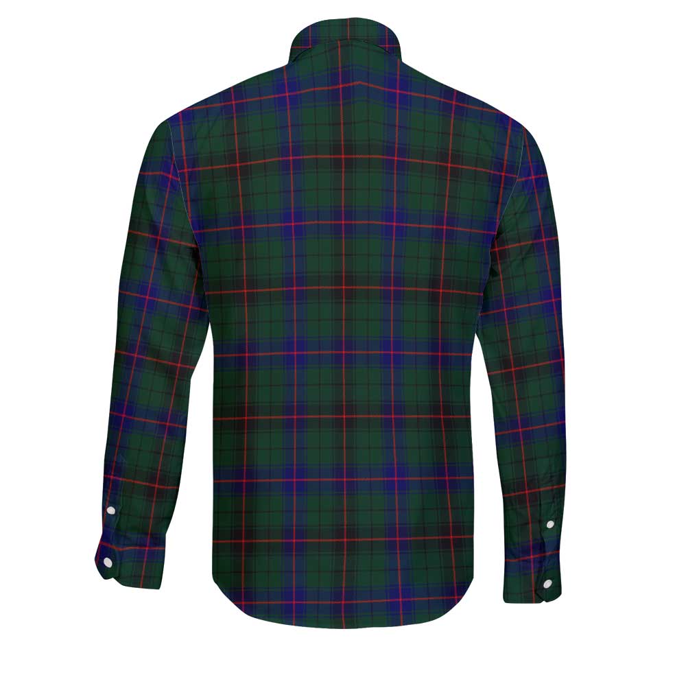 Clan Davidson Tartan Long Sleeve Button Shirt Crest And Plaid Basic Style