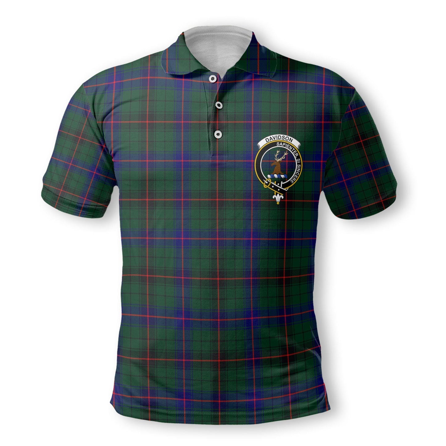 Clan Davidson Tartan Men Polo Shirt Crest And Plaid Basic Style