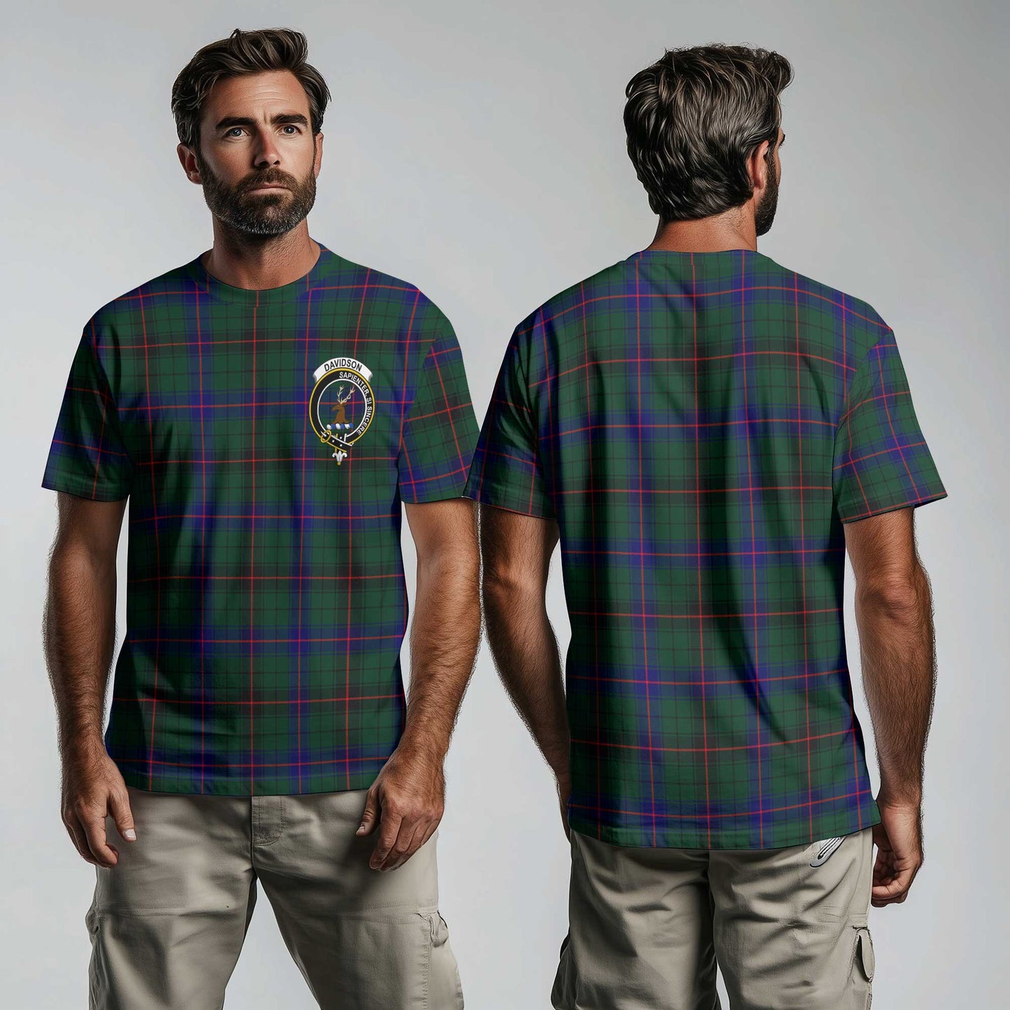 Clan Davidson Tartan Men T Shirt Crest And Plaid Basic Style