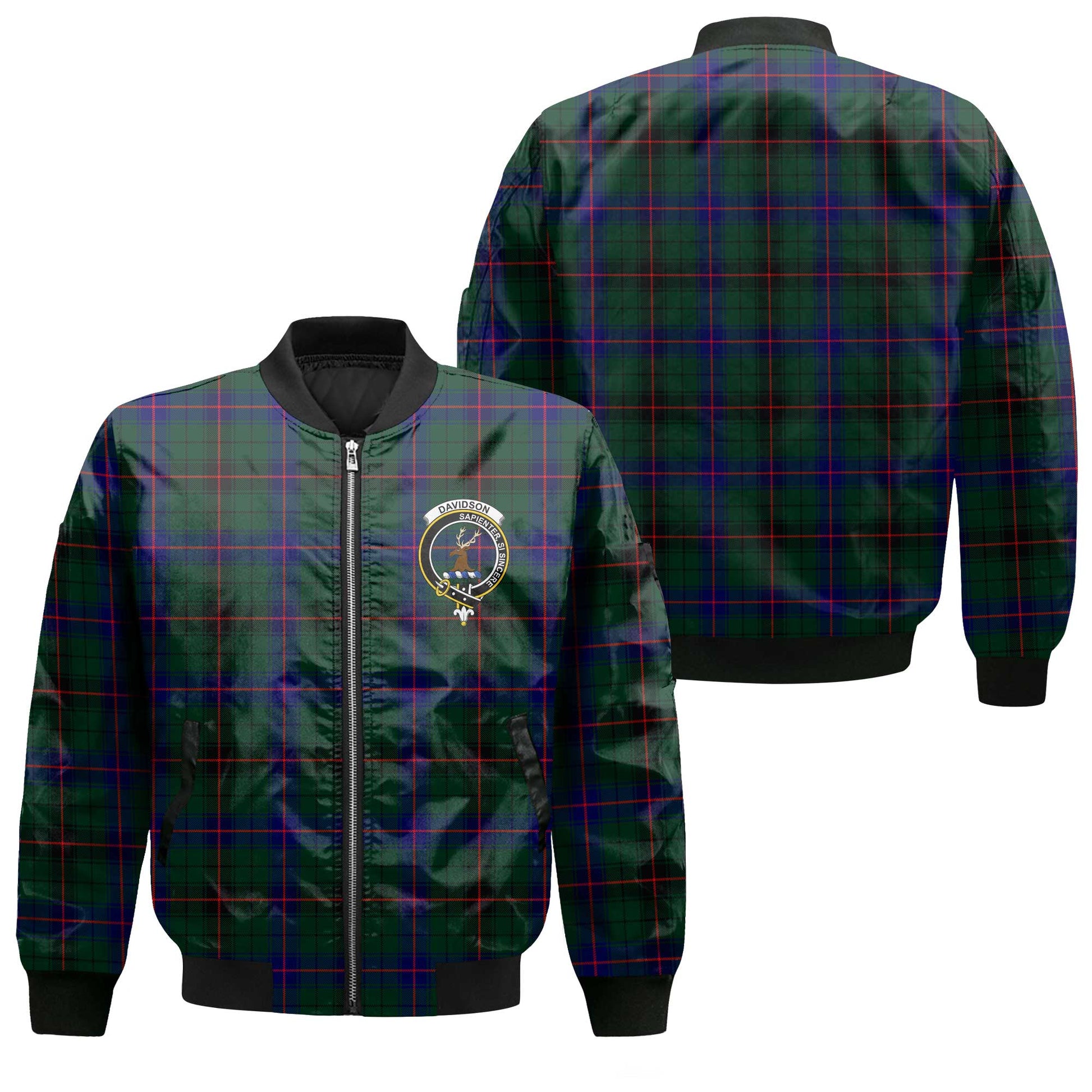 Clan Davidson Tartan Women Bomber Jacket Crest And Plaid Basic Style